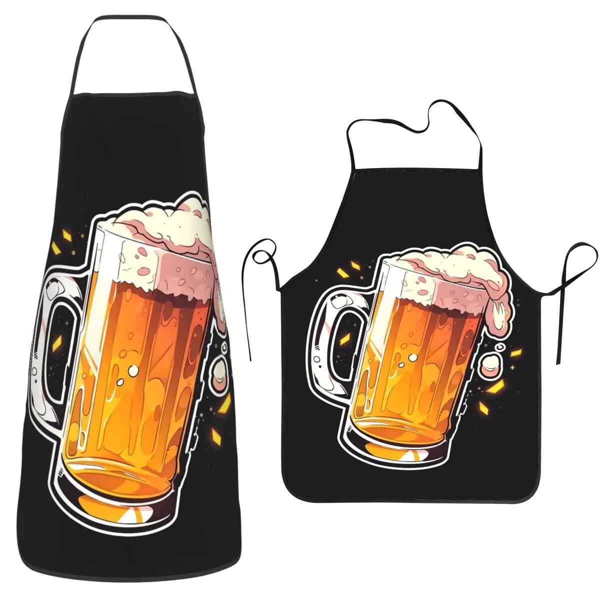 Grembiule con stampa per tazza da birra, chef, cucina, tablier, bavaglino impermeabile, pulizia della cucina, per donna, uomo, pittura