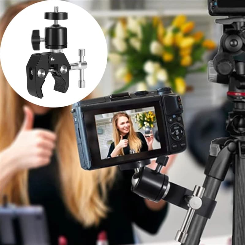Super Clamp 360 ° Magic Arm with Head and Thread 1/4" 3/8" for DSLR Camera, Monitor, LED Light, Microphone, Monopede Support, Handlebar Brace