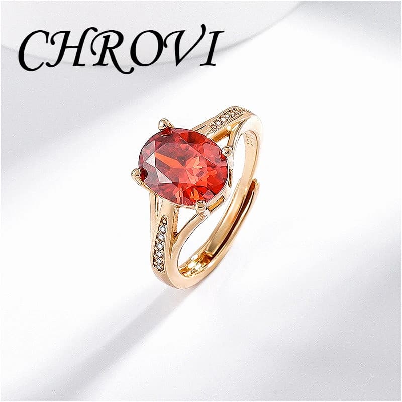Anello di Lusso in Argento Sterling 925 e Oro Rosa 18k con Rubino per Donne, Anello di Fidanzamento Rosso Granato, Gemma Colorata, Anello con Diamante