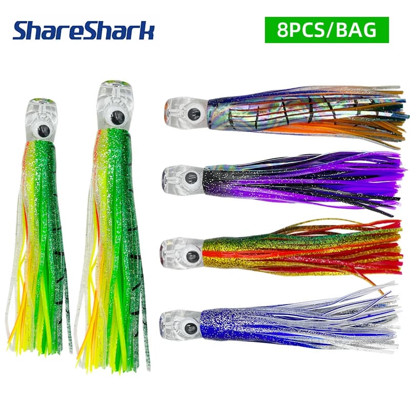 ShareShark 3 pz/borsa 17/24cm Esche a Forma di Polpo per Traina, Esche Artificiali per Tonno, Mahi, Delfino, Squalo, Attrezzatura da Pesca in Acque Profonde