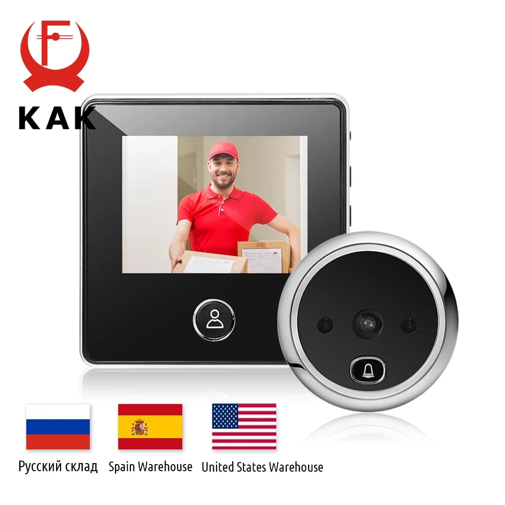 KAK 2.8 "Schermo LCD Spioncino elettronico Campanello IR Telecamera per porta notturna Registrazione fotografica Spioncino digitale Campanello spioncino intelligente