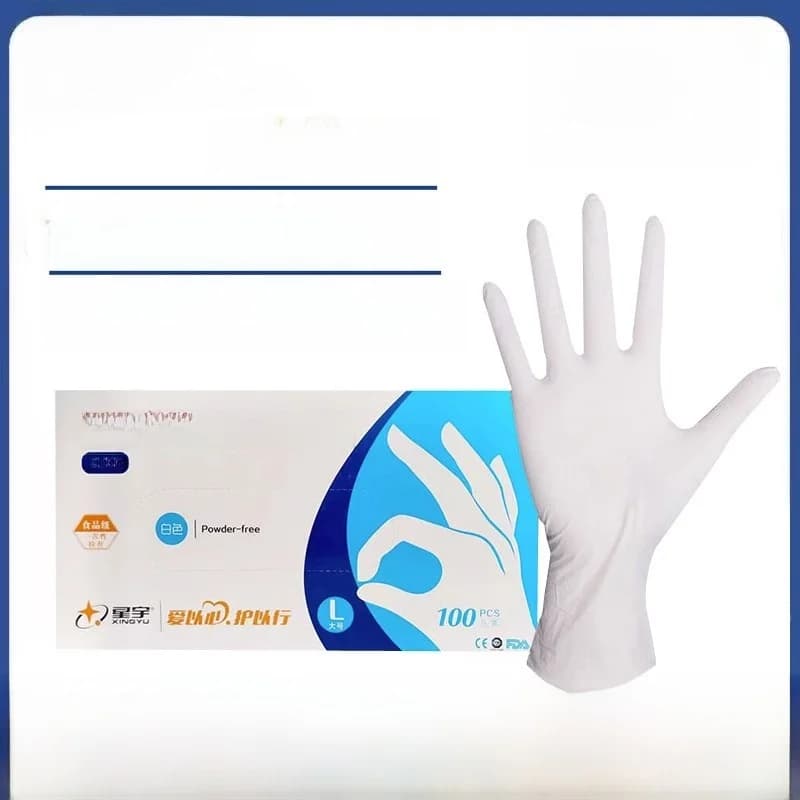 Guanti Monouso Bianchi XingYu, Spessi e Resistenti, in Nitrile per Uso Alimentare, per Cucina, Ristorazione, Bellezza e Uso Medico