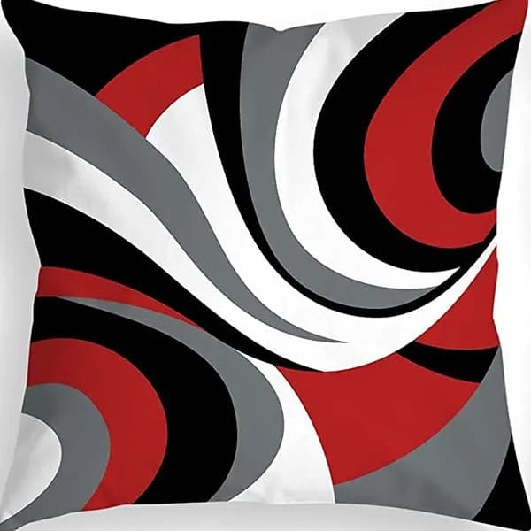 Modern Abstract Geometric Throw Pillow Case Red Black White Swirl Peach Skin Cushion Cover Living Room Sofa Home Decor 40x40cm