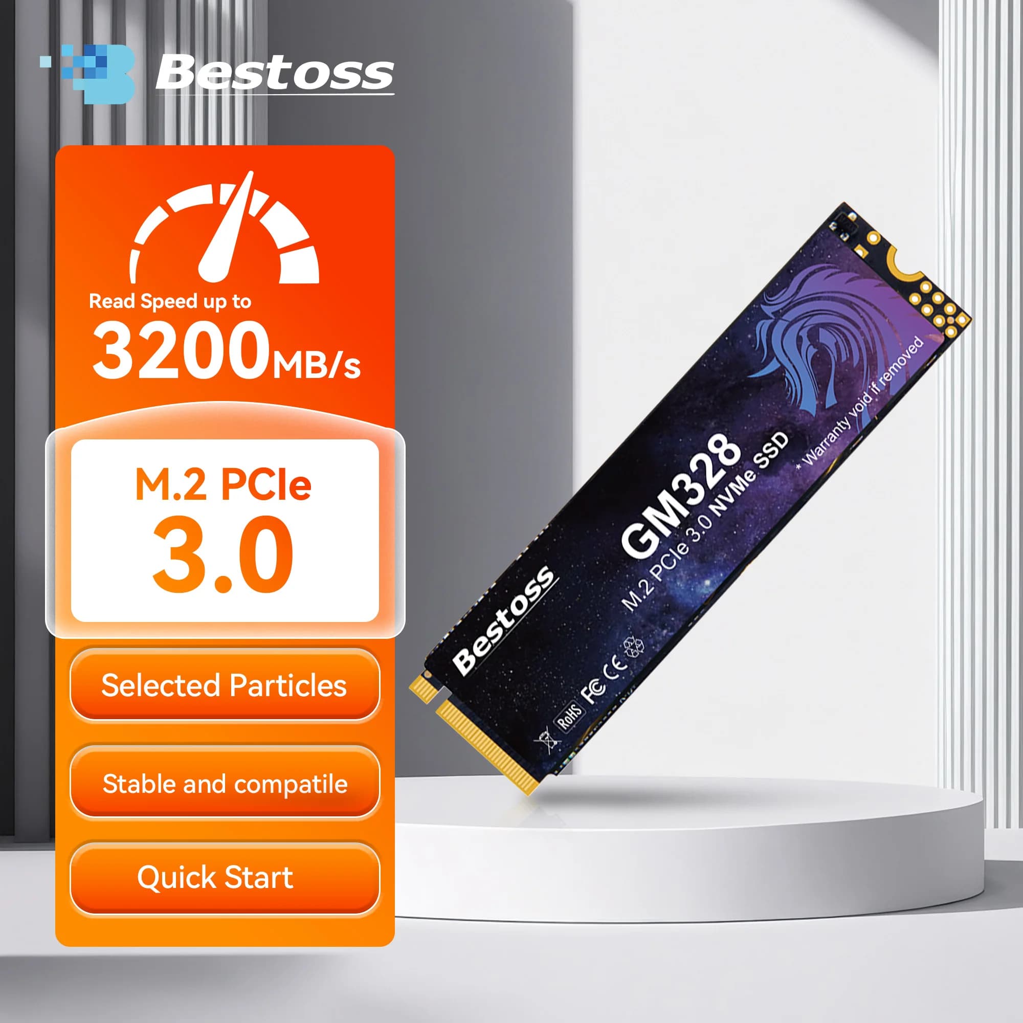 SSD NVMe M.2 Bestoss PCIe Gen3 x4 2280 128GB 256GB 512GB 1TB 2TB Unità a Stato Solido Interna per Notebook e Computer da Gaming