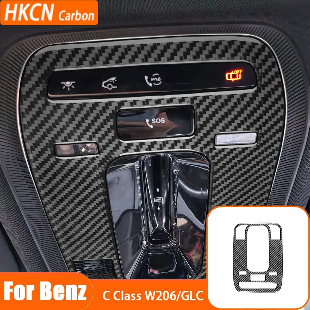 Adesivo decorativo per pannello luce di lettura sul tetto in fibra di carbonio, accessori interni auto, rivestimento per Mercedes Benz Classe C 2022-2024 GLC 2023 2024