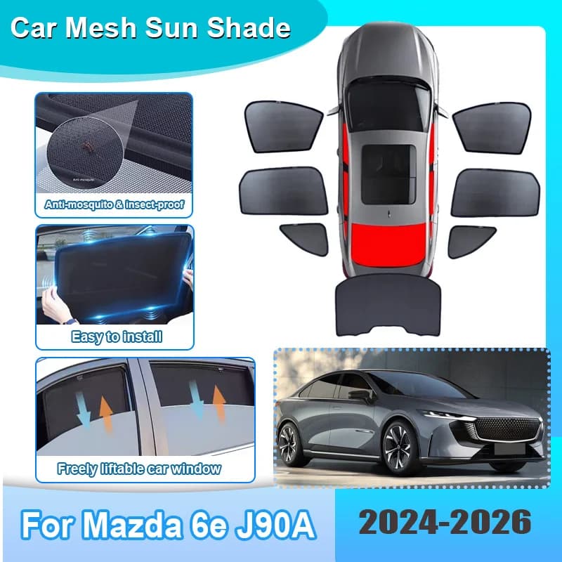 Parasole per Finestrini Auto per Mazda 6e EZ-6 J90A 2024 2025 2026, Tenda a Rete Isolante Termica per Parabrezza, Accessori Auto