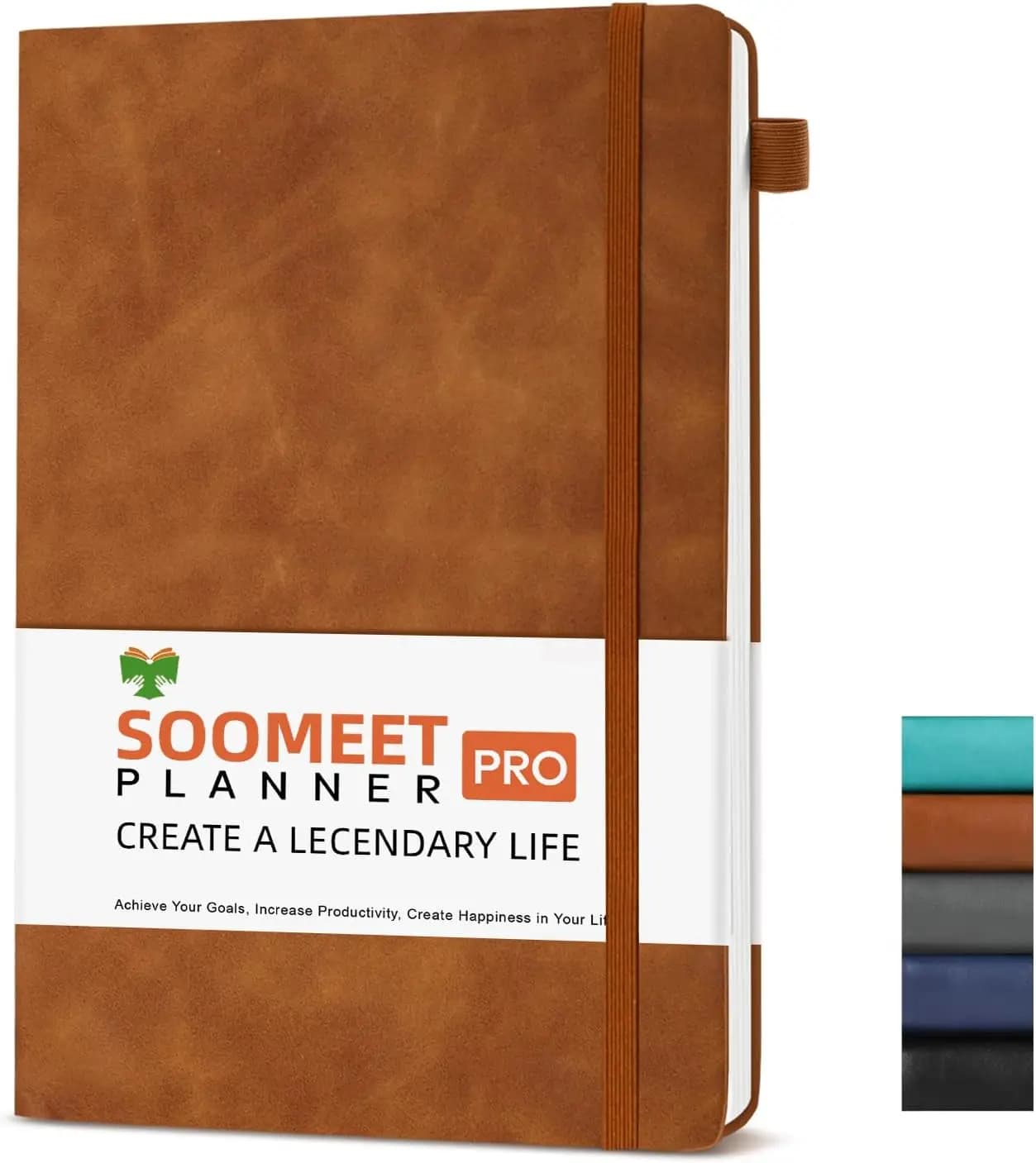 A5 Leather Journal Notebook 200 Pages Lined, Classic Hardcover with Pen Loop for Writing, Office School Home, 5.75"x8.38", Brown