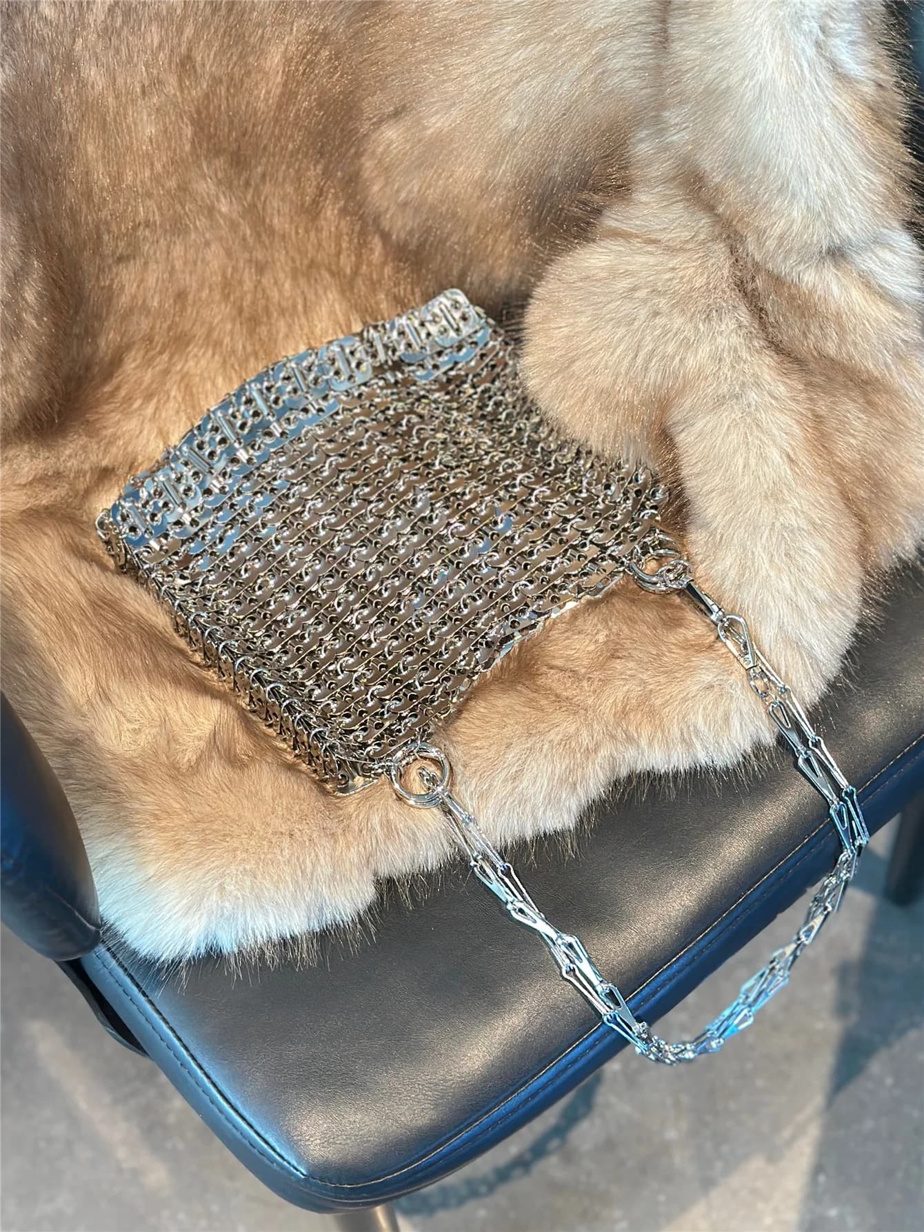 BellaPaco Rabanne1969 Metal Lock Chain Shoulder Crossbody Bag for Women Original Design Square Shape Autumn Winter Fashion