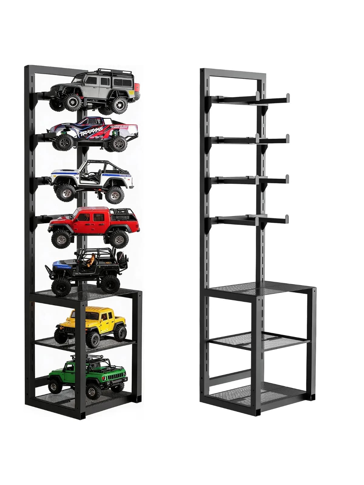 RC Model Car Storage Rack Metal Display Shelf for 1/10‑1/24 RC Crawler Car Holder for Remote Controller Battery Accessories