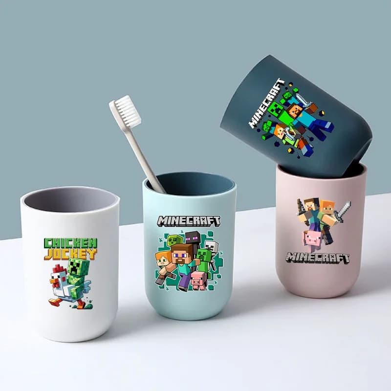 Minecrafted Tooth Cup Couple Travel Portable Toothbrush Cup Cartoon Game Pattern Printed Water Cups Unisex Bottles Party Gifts