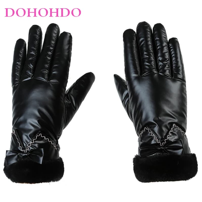 Guanti neri Donna Inverno Plus Guanti touch screen ispessimento in velluto Guanti da moto da equitazione caldi antivento impermeabili per esterni