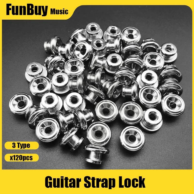 60/120 pcs Metallo Guitar Strap Blocco Fungo Chitarra Endpin Cinghia Bottoni per Acustica Chitarra Elettrica Basso Ukulele Guitarra parti