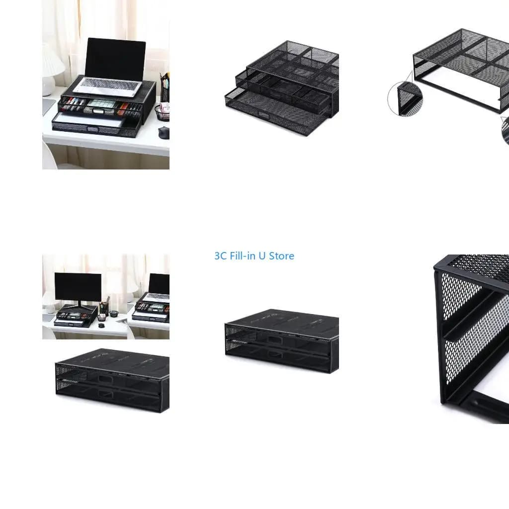 G8TA Computer Monitor Stand Metal Mesh Computer Desk Storage for Desktop