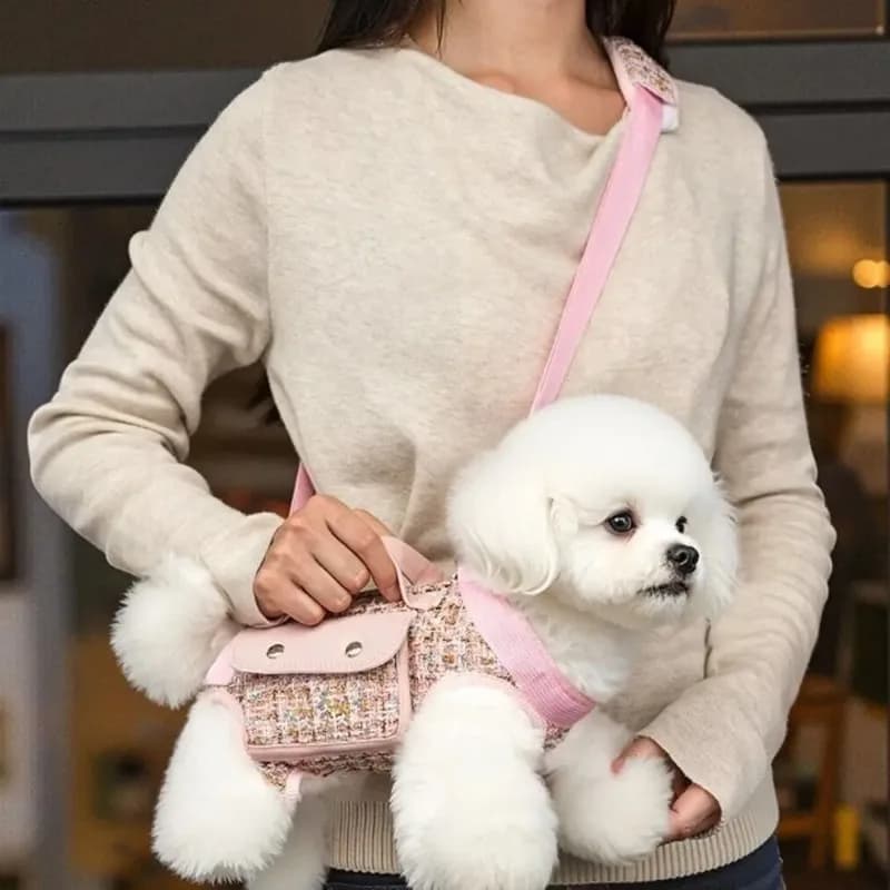 Zaino Orizzontale Elegante per Cani con Maniglia per Guinzaglio, Zaino da Trasporto per Animali Domestici Traspirante con Bordi Rinforzati, Borsa da Viaggio per Gatti