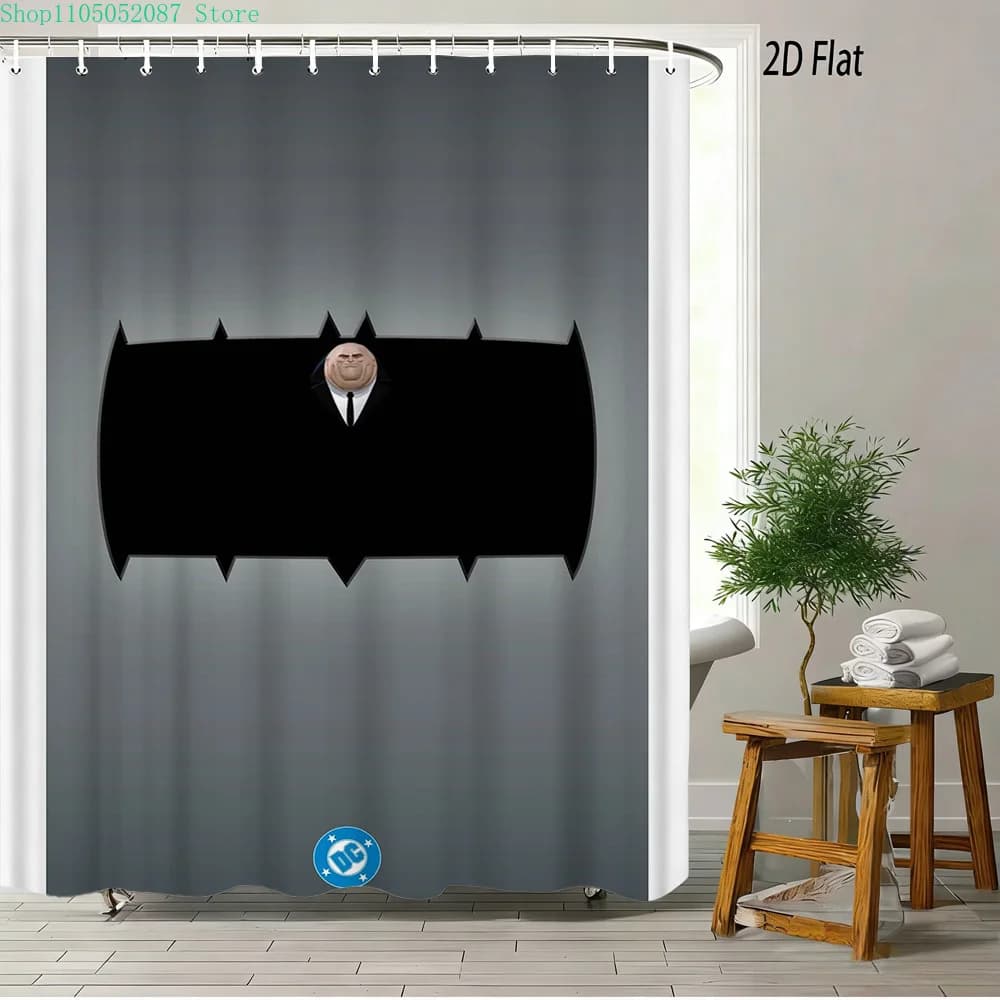 Tenda da doccia impermeabile con simbolo di Batman dei fumetti DC, decorazione per il bagno a tema supereroi per i fan