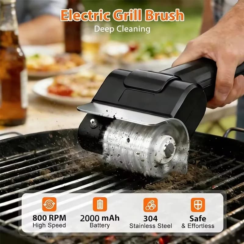 Electric Bbq Brush Bbq Grill Cleaning Tool Brush Multi Functional Lithium Battery Bbq Cleaning Brush 2000mah Battery Life