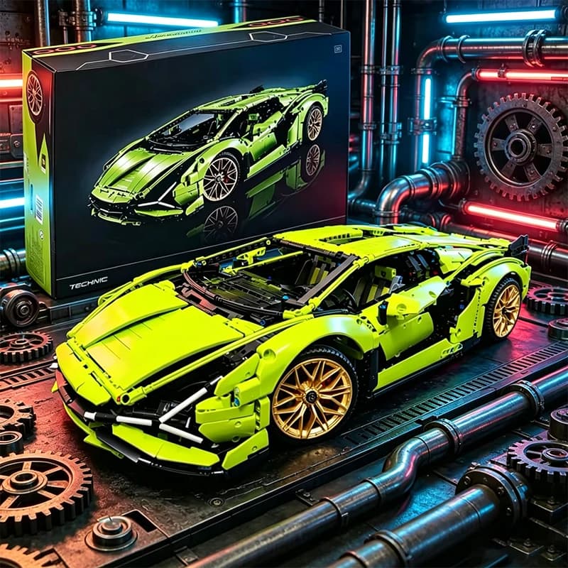 3696 Pezzi MOC Tecnico Scala 1:8 Supercar Verde Modellino da Costruire Collezionabile Giocattolo da Assemblare Regalo di Compleanno per Ragazzi