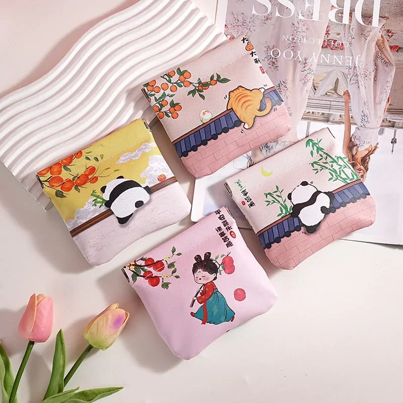 Borsa per cosmetici con chiusura automatica, tasca per cuffie cablate, rossetto, chiavetta USB, borsa digitale portatile, custodia per cavo dati