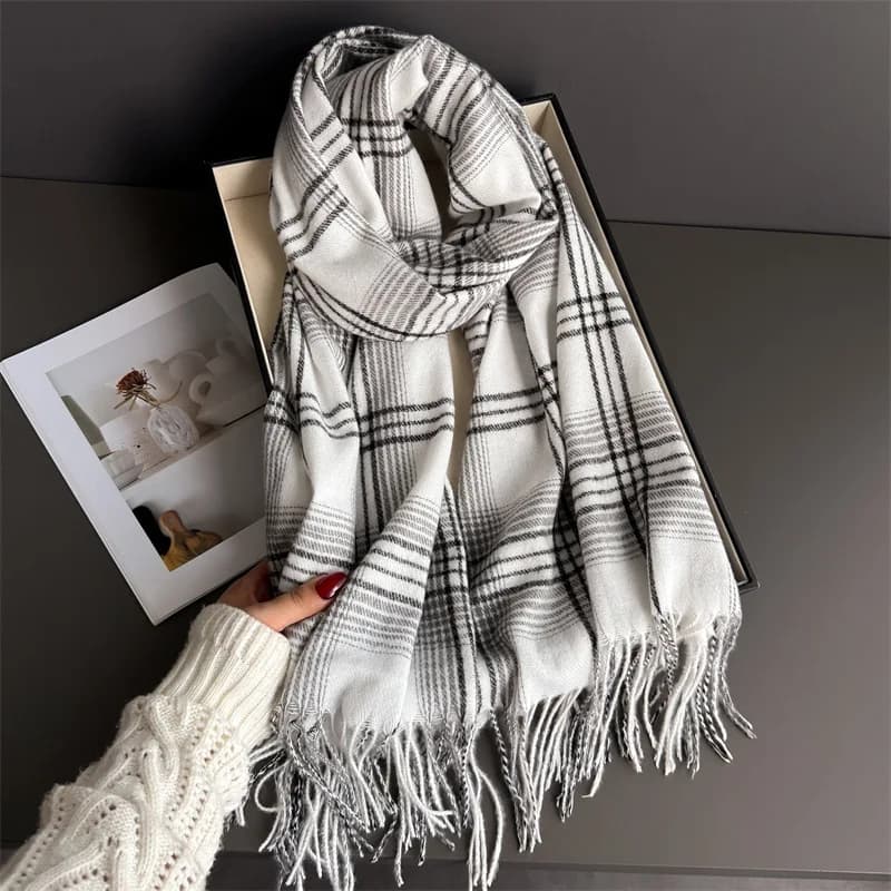 Sciarpa scaldacollo per donna uomo moda invernale nappa ispessita scialle di pashmina finto cashmere orditi autunno coperta da donna