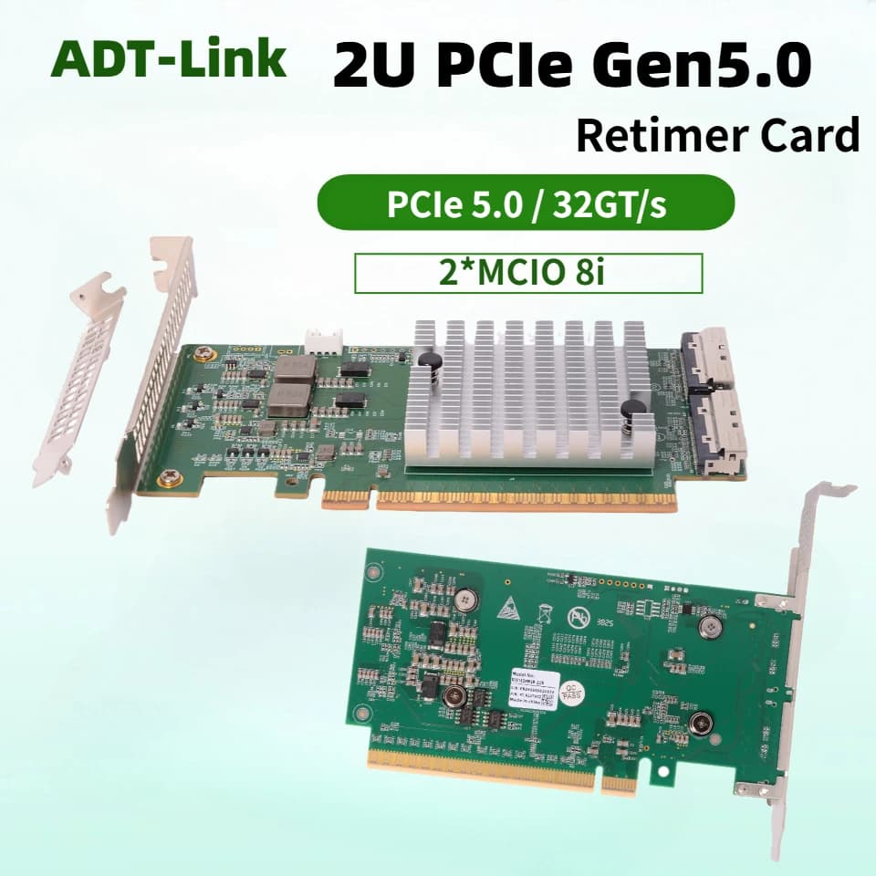 Scheda Retimer PCIe Gen5.0 2U MCIO X16/X8/Video/SSD, Scheda Retimer Esterna MCIO 8i PCIe 5.0, Scheda di Espansione GPU/Hard Disk 32GT/s