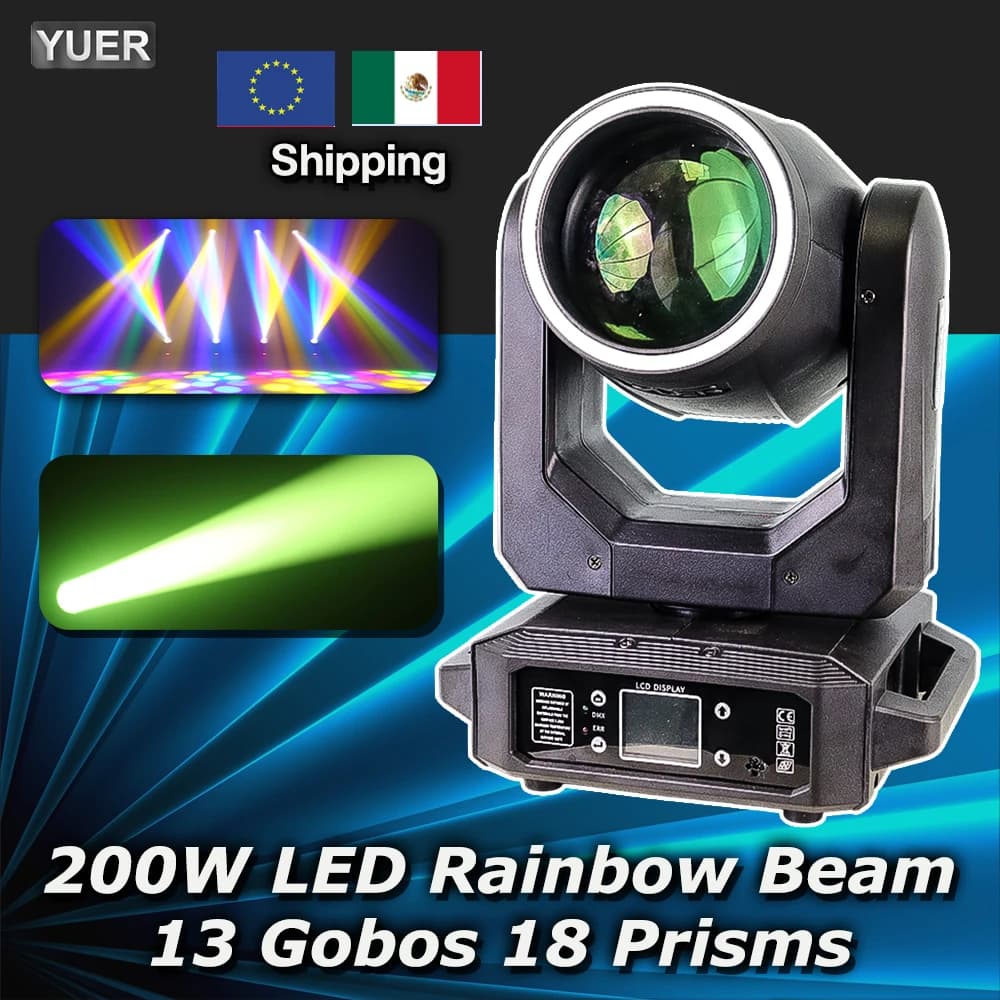 1/2/4 pezzi 200W fascio di luce a testa mobile a LED con anello 6 + 12 prismi 7 gobos effetto arcobaleno DMX per DJ discoteca party bar illuminazione scenica