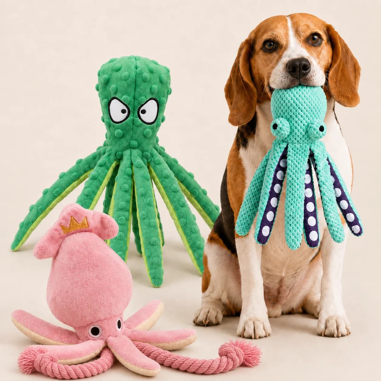 3Pcs Dog Plush Octopus Toy Interactive Sound Anti-demolition Home Teeth Grinding Medium and Small Dog Relieve Boredom Chew Toys