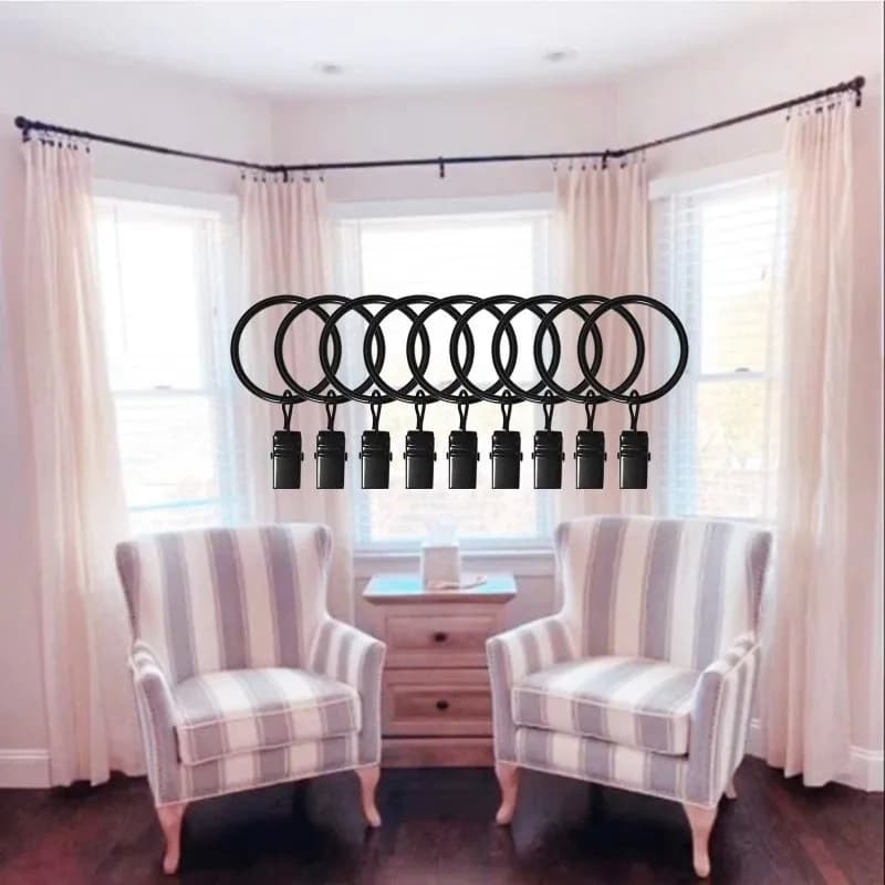 32mm Curtain Clip Rings 12 pcs, Sturdy Metal Ring, Rust Resistant Finish, for Bedroom Window Curtains