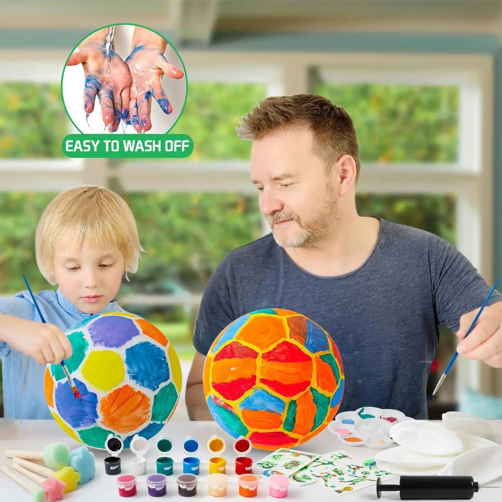 Kit di pittura per calcio Immaginazione per bambini Calcio Graffiti Pittura Giocattoli Forniture artistiche con adesivi luminosi per soggiorno camera da letto
