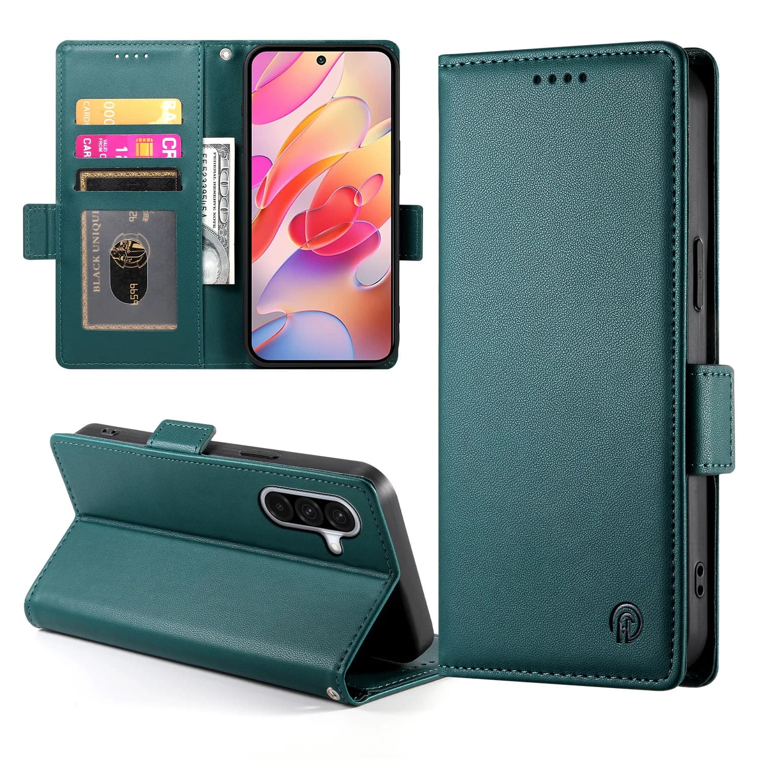 Custodia a Portafoglio per Redmi K80 Pro K70E K70 Ultra A5 A4 A3 in Pelle di Lusso con Blocco RFID, 3 Slot per Carte, Anti-Caduta, Cover a Libro