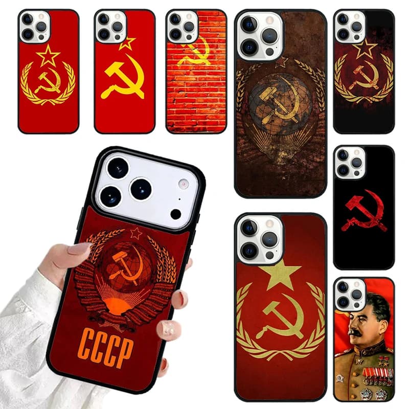 New Style Russia Soviet Flag Phone Case For iPhone 17 16 15 14 13 12 11 Pro Max 17air Shockproof Cover Fundas