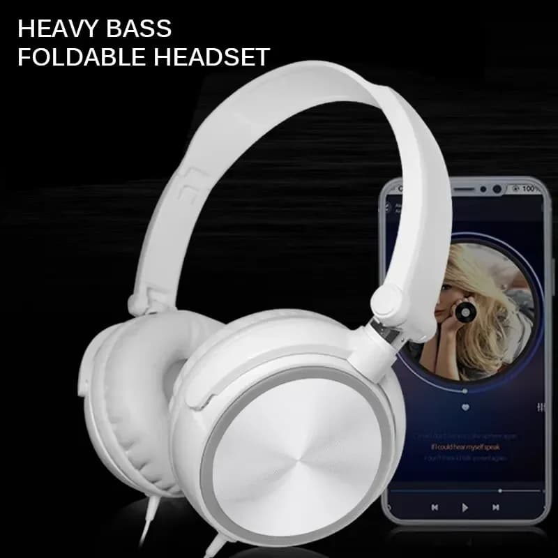 Wired Headphones 3 5mm Bass Stereo Foldable with Microphone Adjustable Headphones Suitable for Pc Mp3 Earphone Game Accessories