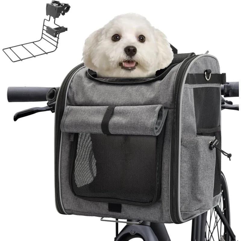Foldable Open Doors Mesh Windows Bike Basket Carrier Travel Bag Cat Dog Pet Backpack