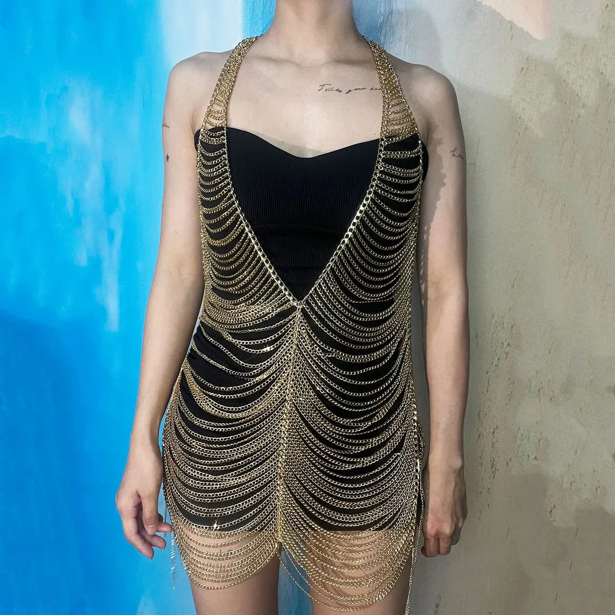 Gioielli per il corpo da donna alla moda sexy Personalità punk Imbracatura lunga in metallo Abito intimo Accessori Regalo per festival di feste