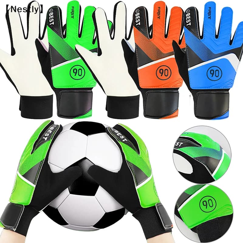 1 paio di guanti da portiere per bambini, guanti da portiere in lattice PU anti-collisione, guanti protettivi per le mani, accessori da calcio〔Nest〕