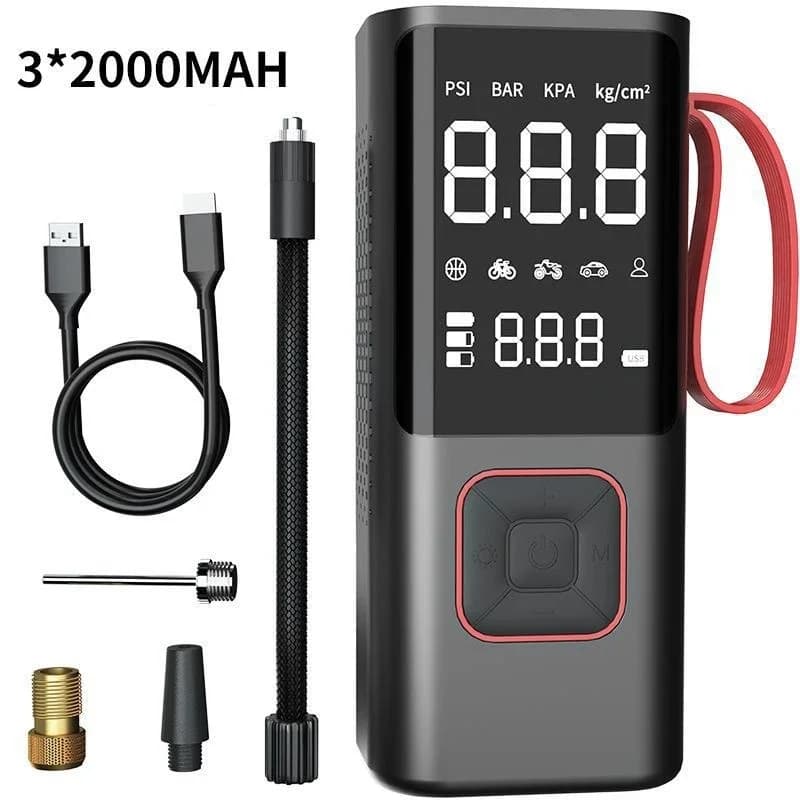 Compressore d'aria portatile per pompa d'aria per auto wireless 150PSI per gonfiatore elettrico per pneumatici con sfera per bicicletta per auto moto con display digitale