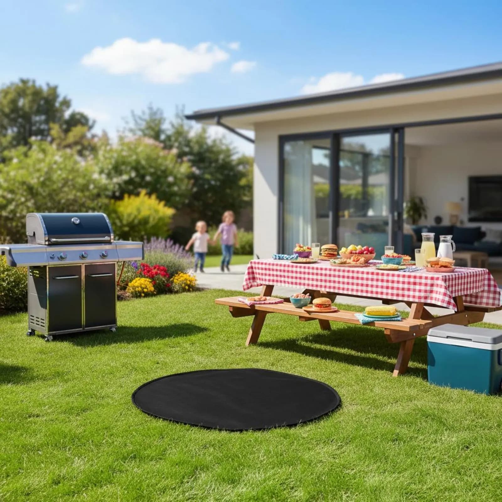 Fireproof Grill Mat Easy to Clean Heat Resistant Fire Hole Pad Fire Hole Mat Long-Lasting Under Grill Deck Protector Non-Stick