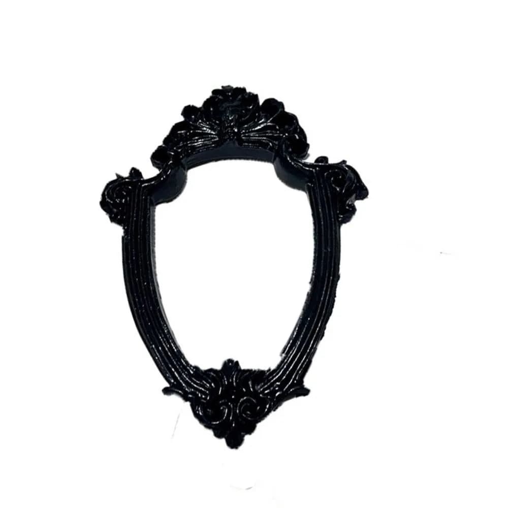 Black Vintage Picture Frame Resin Craft Oval Shape Resin Frame Miniatures Small Wall Hanging Photo Frame Jewelry Display