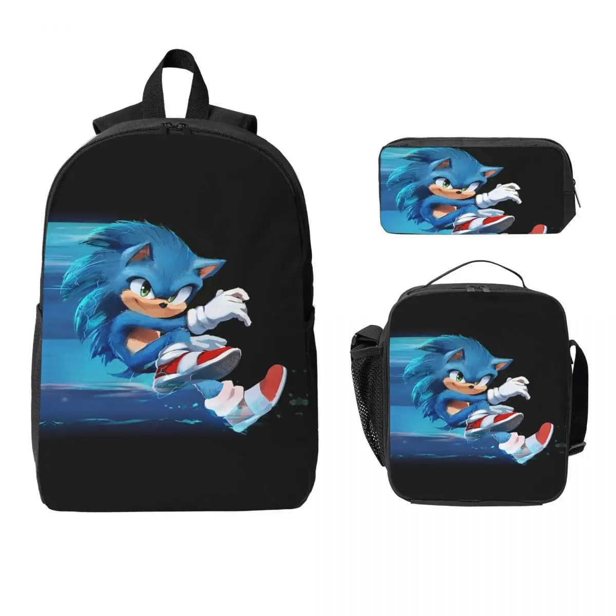 Set di zaini Merch da 3 pezzi per ragazze e ragazzi, astucci per matite, set di zaini con scatola per il pranzo, per studenti delle scuole