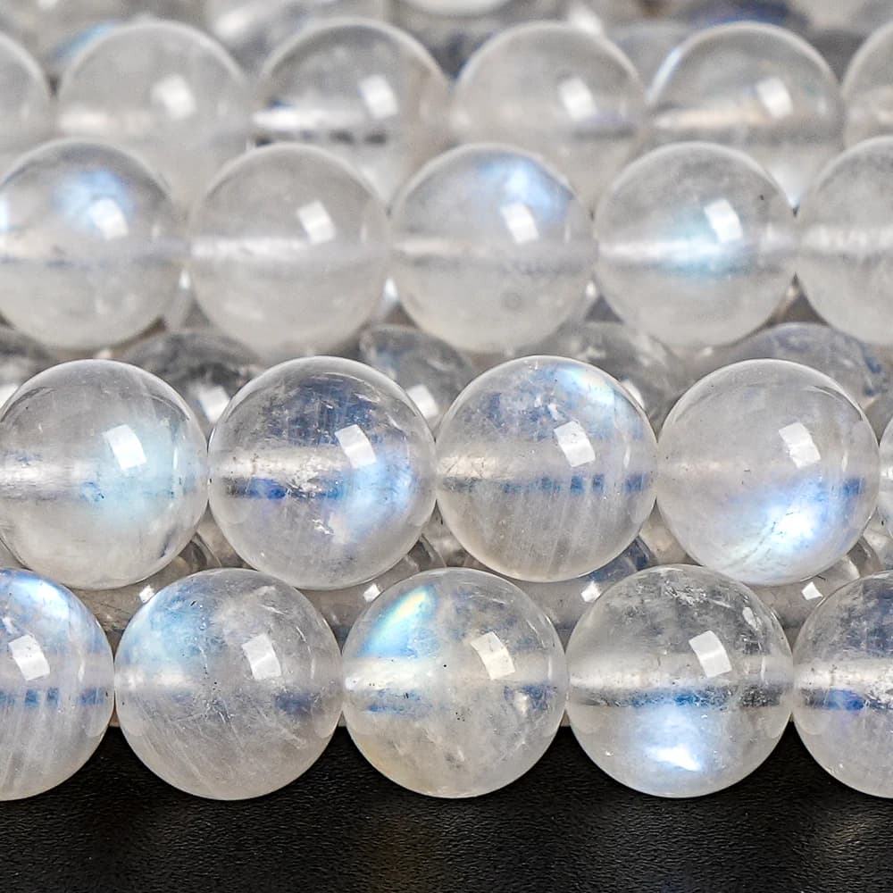 Perline di pietra di luna autentiche premium da 8 mm Perline di gemme rotonde bianche Superficie lucida liscia per collane, bracciali e progetti artigianali