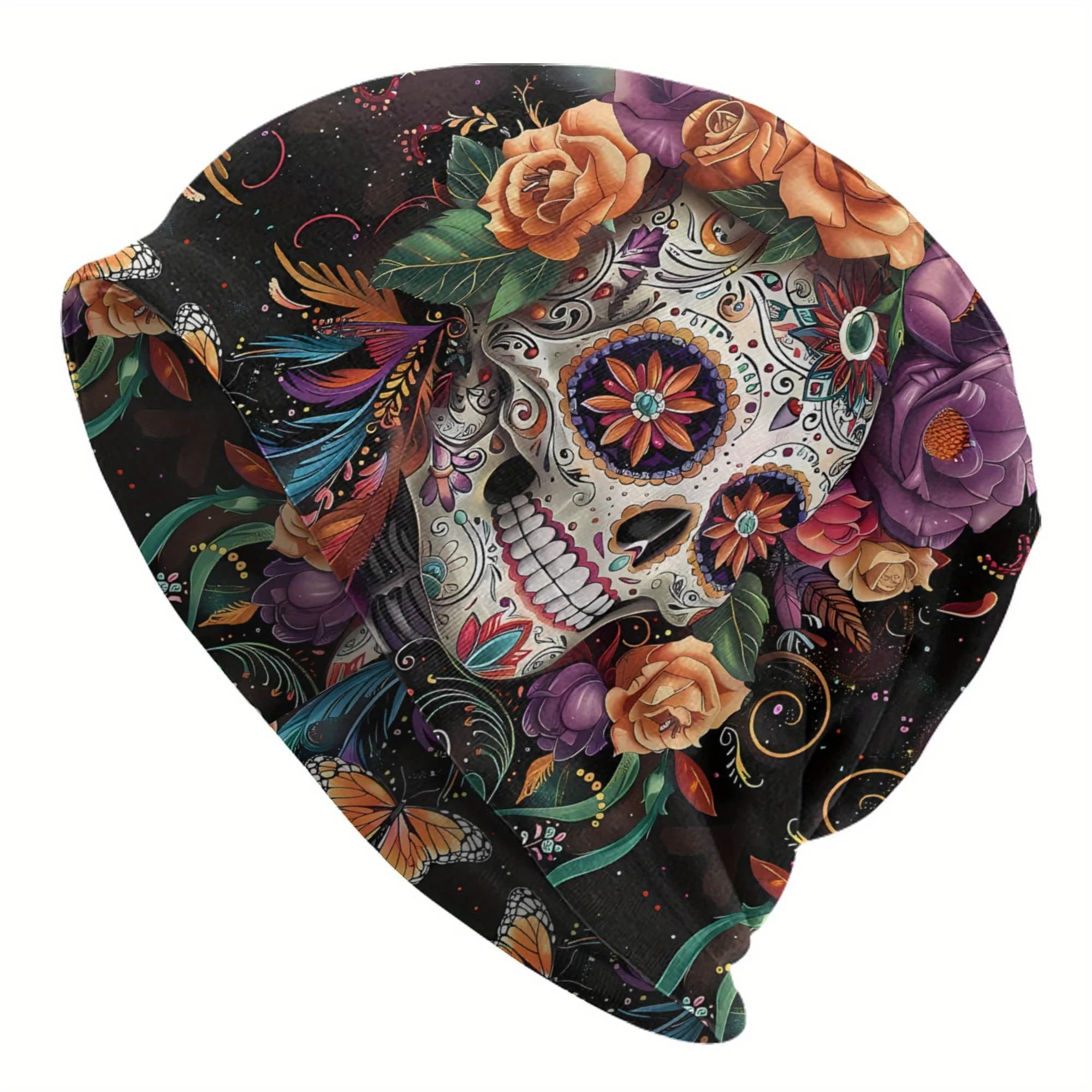 Cappello da uomo con berretti Funky Day of the Dead, maglia in elastano di poliestere, cofano alla moda per uomo