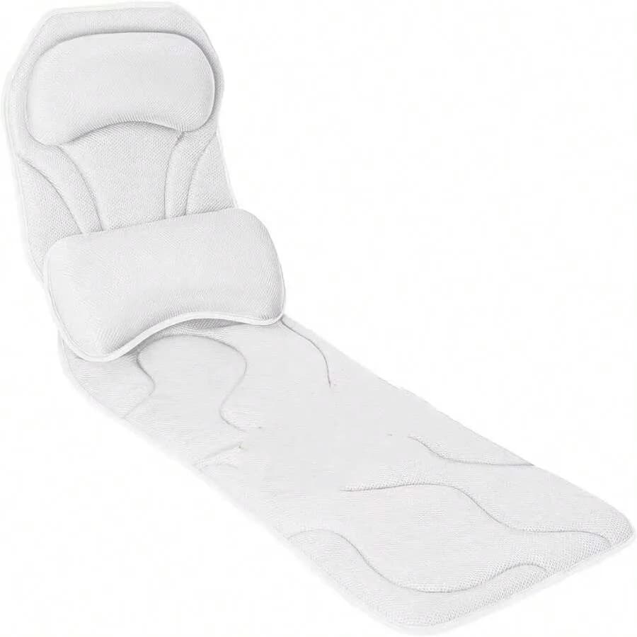 Full Body Bath Pillow For Tub - Extra Long and Thick Tub Pillow With Head, Back and Lumbar Support, 168 Non-Slip Suction Cups,