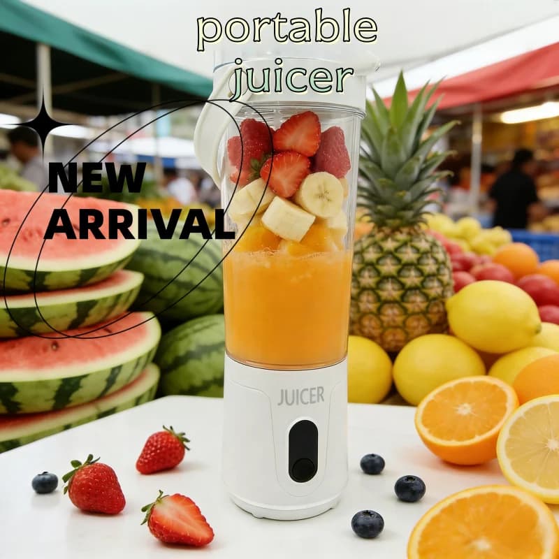 600ML Portable Blender with 12 Blades for Frullati and Smoothie, USB Rechargeable, for Travel, Double Glasses