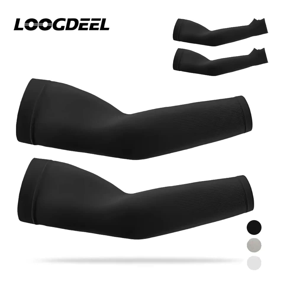 LOOGDEEL 1Pair UPF50 + Summer Cool Feeling Manicotti da donna Traspirante Seta del ghiaccio Protezione solare Ciclismo Corsa Pesca Oversleeve Uomo