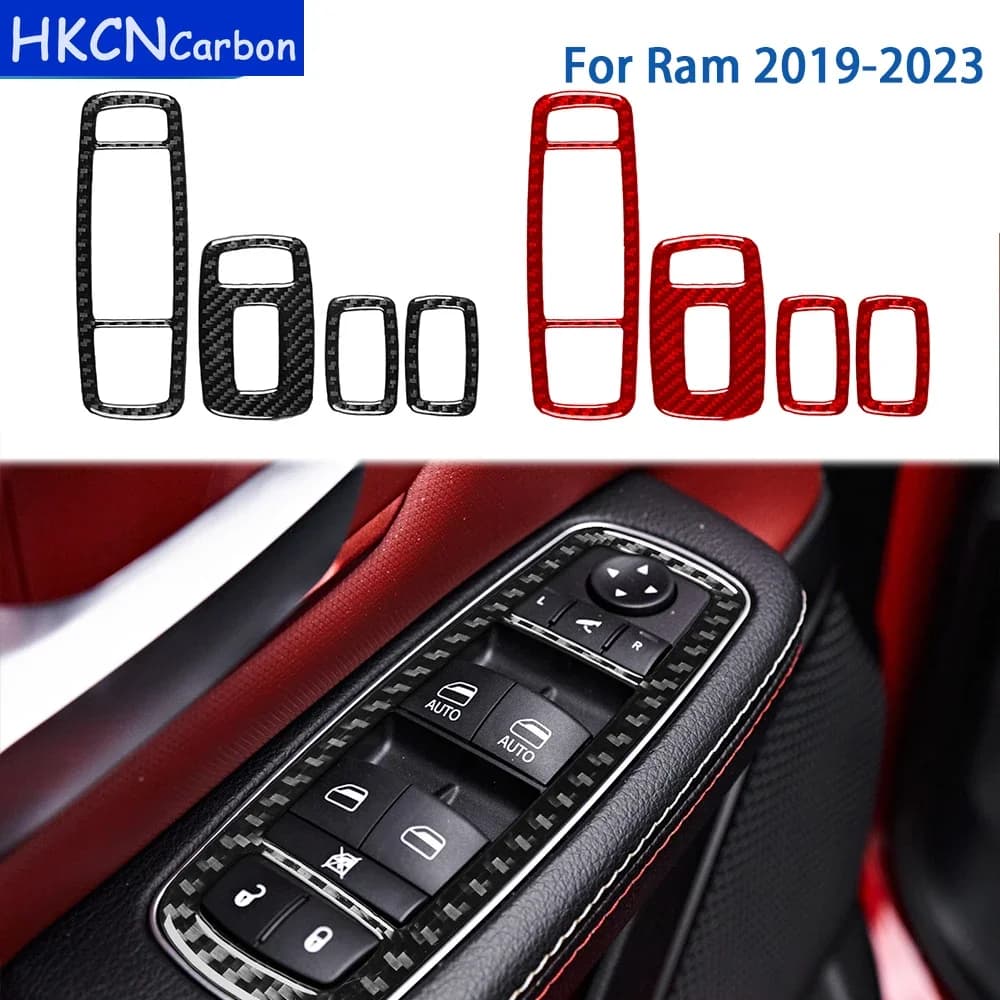 Per Dodge Ram 2019 2020 2021 2022 2023 Accessori In Fibra di Carbonio Interni Auto Finestra di Controllo Ascensore Pannello di Rivestimento Adesivo Decorazione