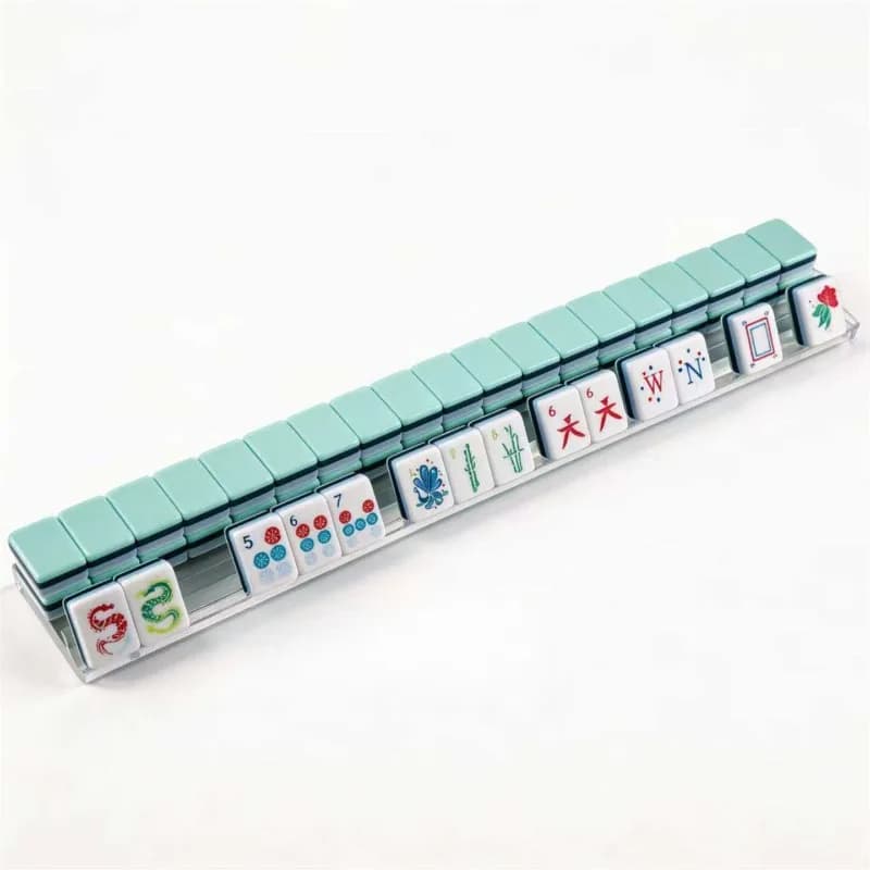 American Mahjong Set Acrylic Cyan 4 Layer Mini Portable Travel Tiles for Adults