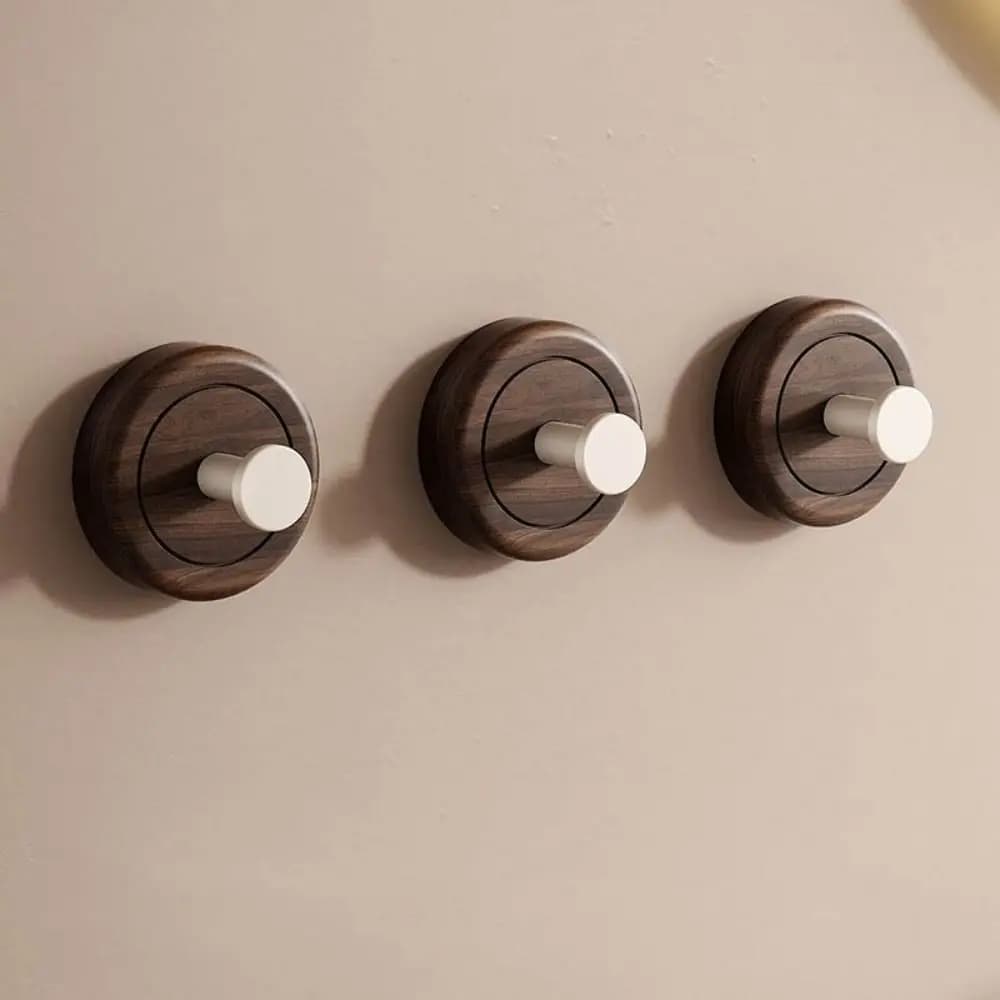 2 Pezzi Gancio a Ventosa Senza Foratura in Legno, Appendi Asciugamani da Parete, Gancio per Porta Riutilizzabile Salvaspazio, Gancio da Parete per Bagno