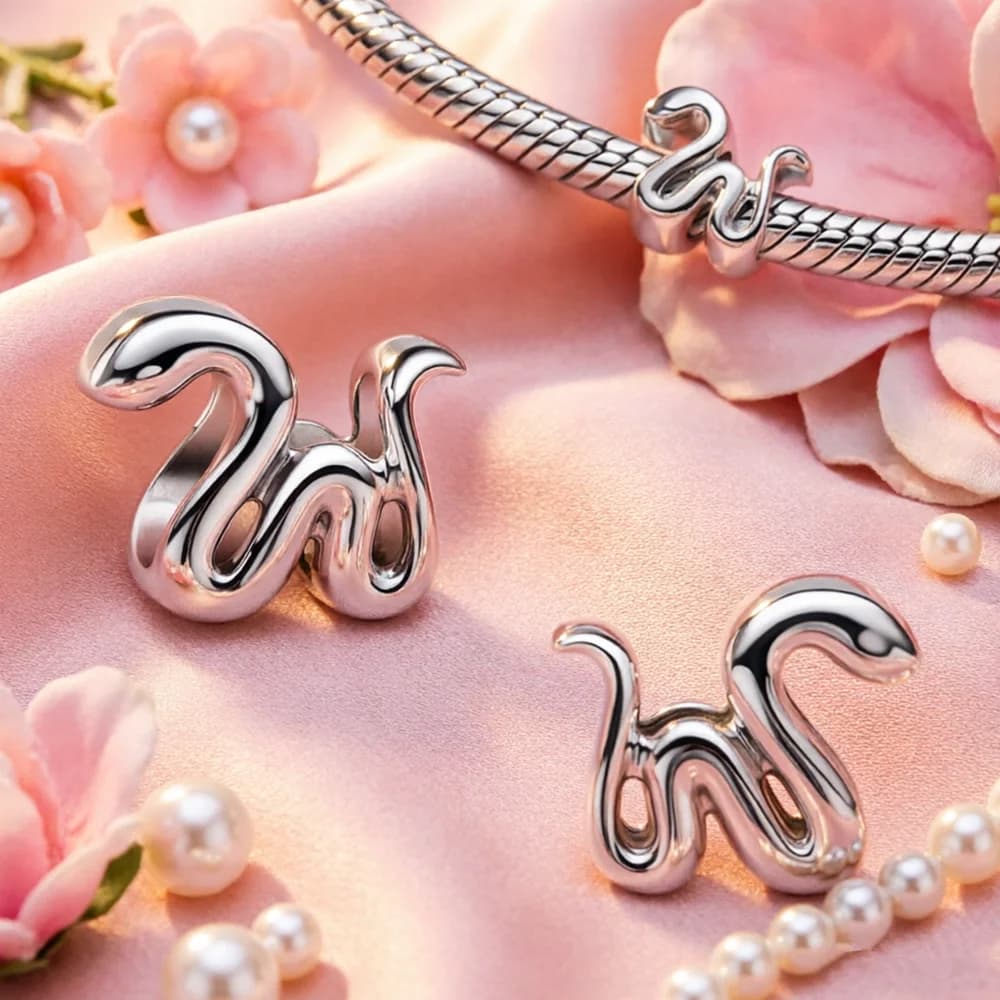 Ciondolo a forma di serpente in argento, adatto per braccialetti e portachiavi, elegante regalo di gioielleria a tema zodiacale Anno del Serpente