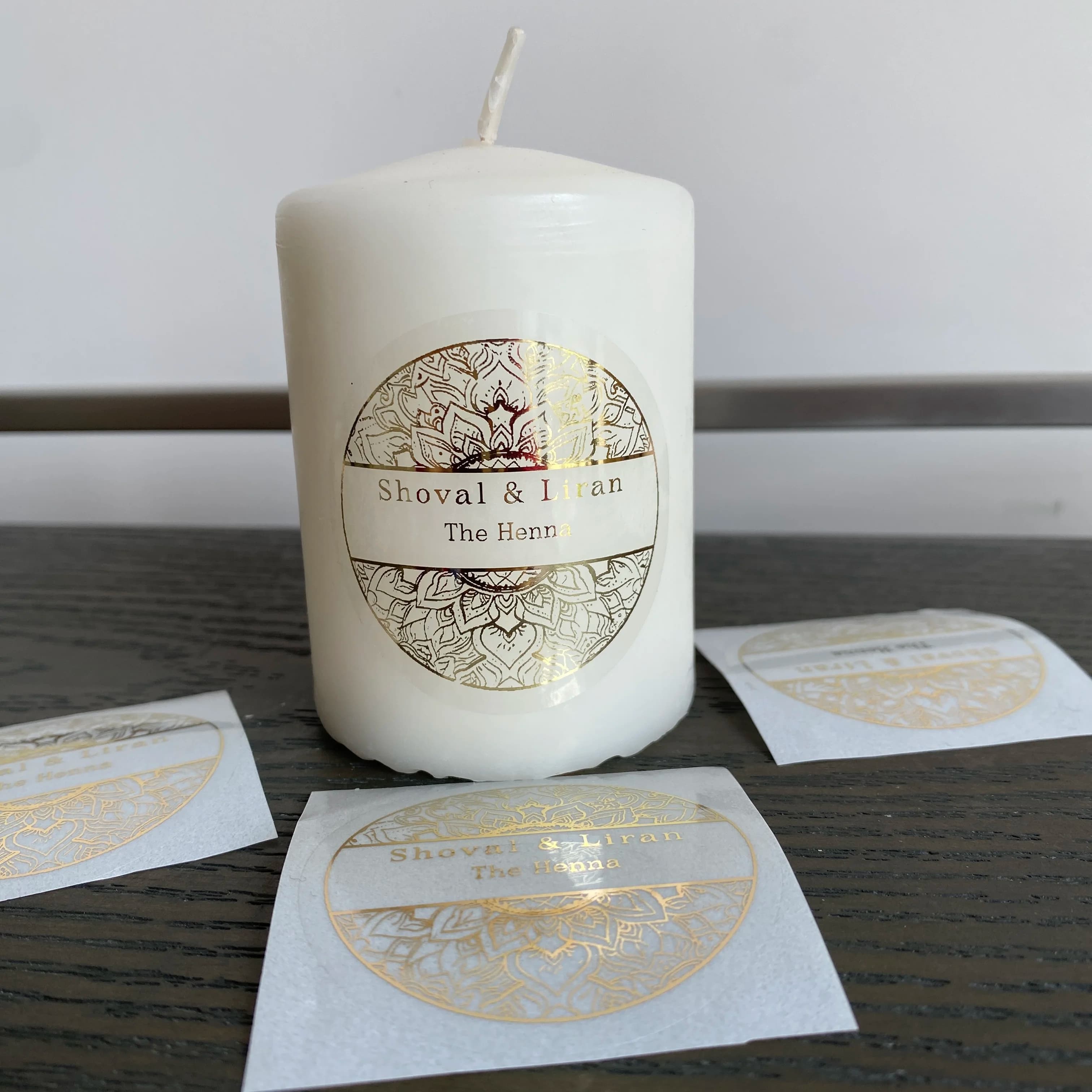 Adesivi personalizzati per candele a tema henna, etichette per bomboniere, decorazioni personalizzate per candele Diwali Mehndi