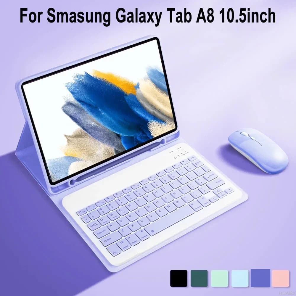 Custodia con tastiera per tablet Galaxy Tab A8 SM-X200 X205 X207 da 10,5 pollici, cover con tastiera rimovibile per Samsung Tab A8 2021/2022 Funda