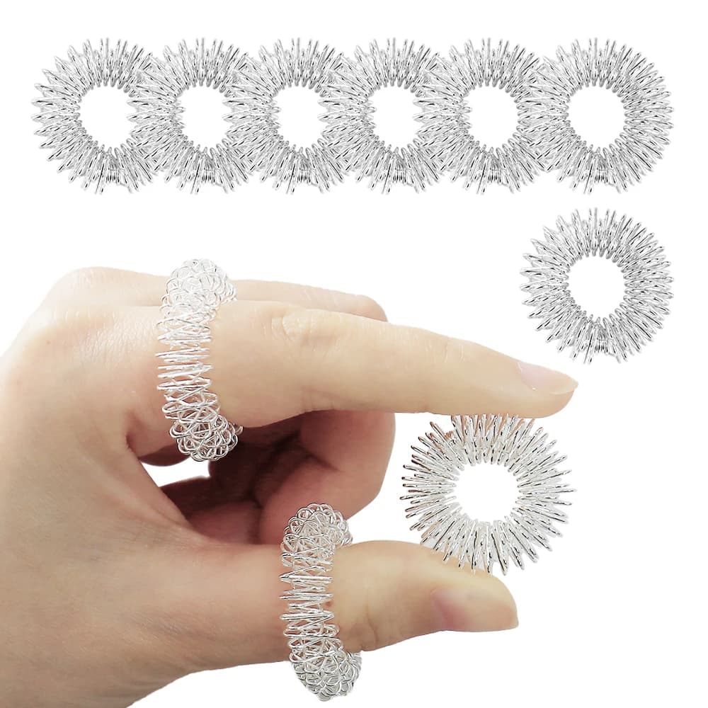 Spiky Ring Set for Stainless Steel Agopression - Silent Sensory Tool to Relieve Stress, Dite Massage and Circulatory Promotion